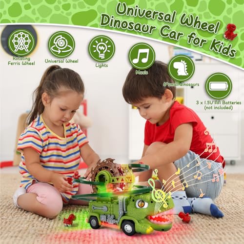 Dinosauro Dia Track Musica Giocattolo Auto Elettrico Arrampicata Scale Giocattoli Slide Corsa Montagne Russe con Luci Regalo Divertimento per Ragazzi Ragazze Bambini per Natale Compleanno - immagine 3