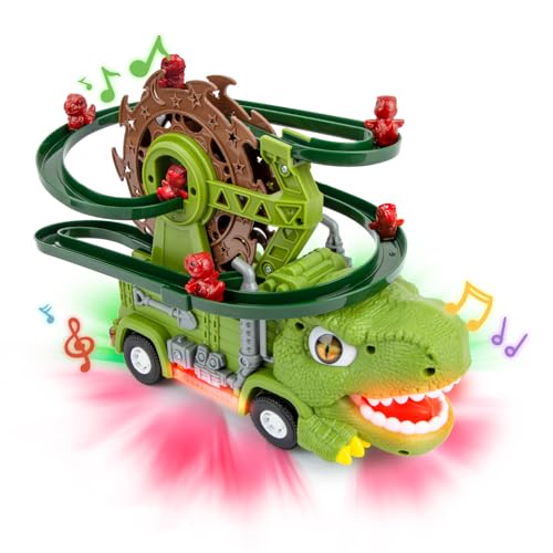 Dinosauro Dia Track Musica Giocattolo Auto Elettrico Arrampicata Scale Giocattoli Slide Corsa Montagne Russe con Luci Regalo Divertimento per Ragazzi Ragazze Bambini per Natale Compleanno