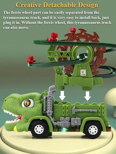 Euakee Giocattolo Elettronico con Musica Dinosauro e Scale, Piste da Corsa, Giocattolo Montagne Russe con Luci LED Lampeggianti, Regalo di Natale per Bambini e Bambine di 3, 4, 5 Anni - immagine 6