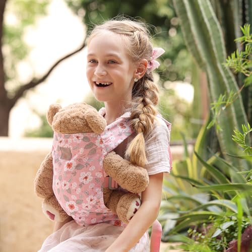 GAGAKU Porta Bambina Bambola per Ragazze Piccole Portachiavi Bambola per BamboleAccessori per Bambini Piccoli Zaino Portachiavi Bambola Branda Culla Bambola - Rosa - Fiori di Anemone - immagine 6