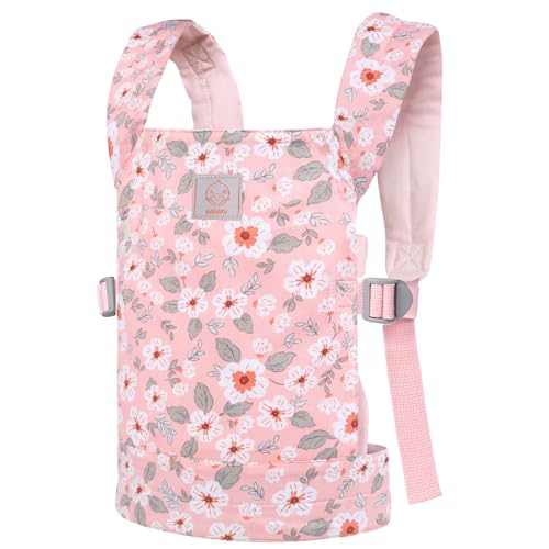 GAGAKU Porta Bambina Bambola per Ragazze Piccole Portachiavi Bambola per BamboleAccessori per Bambini Piccoli Zaino Portachiavi Bambola Branda Culla Bambola - Rosa - Fiori di Anemone - immagine 7