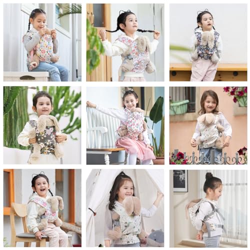 GAGAKU Porta Bambina Bambola per Ragazze Piccole Portachiavi Bambola per BamboleAccessori per Bambini Piccoli Zaino Portachiavi Bambola Branda Culla Bambola - Rosa - Fiori di Anemone - immagine 8