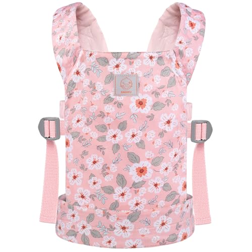 GAGAKU Porta Bambina Bambola per Ragazze Piccole Portachiavi Bambola per BamboleAccessori per Bambini Piccoli Zaino Portachiavi Bambola Branda Culla Bambola - Rosa - Fiori di Anemone
