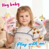 Hopearl Pupazzo a mano con unicorno in peluche con bocca aperta e mobile per gioco fantasioso, gioco di ruolo, giocattolo interattivo per narytelling insegnamento puppet teatro, regalo per bambini, 30 - immagine 6