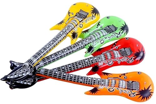 JOFONY Set di 6 chitarre ad aria colorata, strumenti gonfiabili, per feste di compleanno, musica, feste, piscina, feste, decorazioni - immagine 3