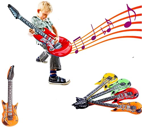 JOFONY Set di 6 chitarre ad aria colorata, strumenti gonfiabili, per feste di compleanno, musica, feste, piscina, feste, decorazioni - immagine 6
