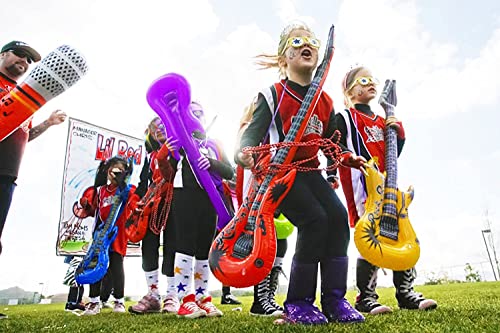 JOFONY Set di 6 chitarre ad aria colorata, strumenti gonfiabili, per feste di compleanno, musica, feste, piscina, feste, decorazioni - immagine 7