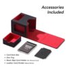 Mage Tech Scatola porta carte per MTG Commander, design brevettato, display Commander, come porta mazzo, adatta a 100 carte a doppia manica, include mattoncini e vassoio per dadi da 35 punti - immagine 7