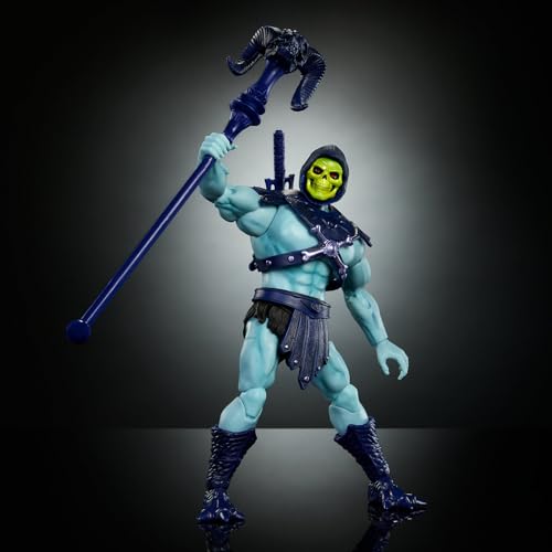 Masters of the Universe Masterverse Skeletor Vintage Collection - Action Figure, 18 cm, con accessori, spada e asta, colore: Blu e Viola - immagine 4