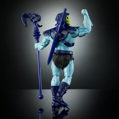 Masters of the Universe Masterverse Skeletor Vintage Collection - Action Figure, 18 cm, con accessori, spada e asta, colore: Blu e Viola - immagine 7