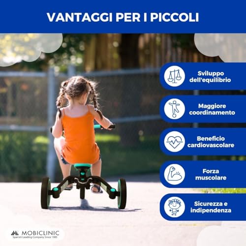 Mobiclinic® Kids, Triciclo 5 in 1, Chase, Evolutivo, da 1,5 a 5 Anni, Manubrio e Sedile Regolabili, Ultraleggero 3,3 kg, Montaggio Facile, Ruote Antiforatura, Fino a 25 kg, Porta Bottiglia - immagine 8