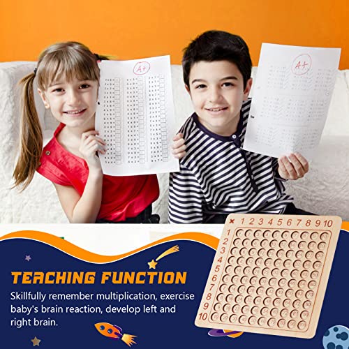 OSDUE Tavola Pitagorica, Gioco da Tavolo di Moltiplicazione, Tavolo di Moltiplicazione Montessori in Legno e Matematica, Gioco da Tavolo di Conteggio Matematico Educativi per Bambini di 3+ Anni - immagine 9