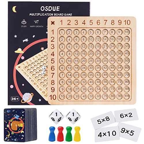 OSDUE Tavola Pitagorica, Gioco da Tavolo di Moltiplicazione, Tavolo di Moltiplicazione Montessori in Legno e Matematica, Gioco da Tavolo di Conteggio Matematico Educativi per Bambini di 3+ Anni - immagine 10