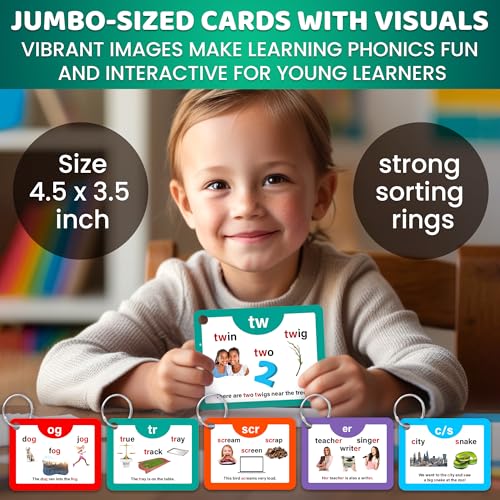 QUOKKA Phonics Flash Cards for Kids Ages 4-8 I 20 Phonic Stages 260 Card Games for Kids Ages 3-5 and 6-8 | Learn to Read Games & Phonics Manipulatives for Phonemic Awareness I Alphabet,CVC,Blends,etc - immagine 4
