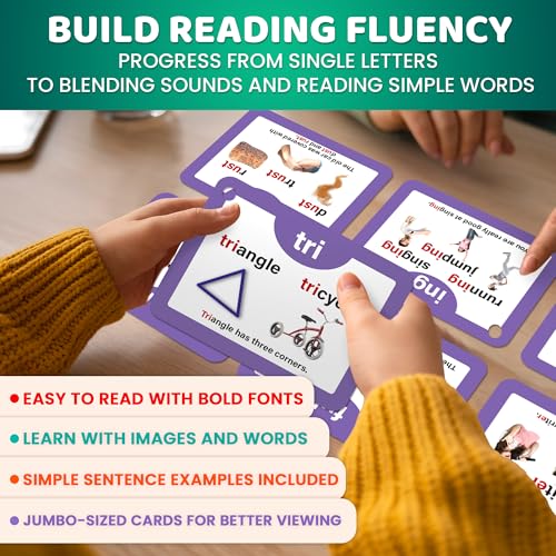 QUOKKA Phonics Flash Cards for Kids Ages 4-8 I 20 Phonic Stages 260 Card Games for Kids Ages 3-5 and 6-8 | Learn to Read Games & Phonics Manipulatives for Phonemic Awareness I Alphabet,CVC,Blends,etc - immagine 5