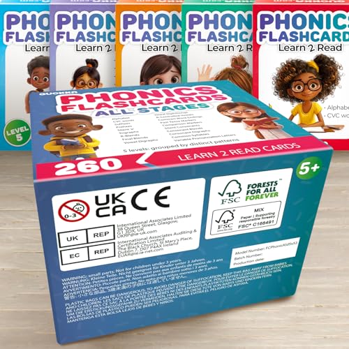 QUOKKA Phonics Flash Cards for Kids Ages 4-8 I 20 Phonic Stages 260 Card Games for Kids Ages 3-5 and 6-8 | Learn to Read Games & Phonics Manipulatives for Phonemic Awareness I Alphabet,CVC,Blends,etc - immagine 9