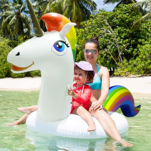 SUNACE Unicorno Gonfiabile Gigante - Unicorno Giocattoli Piscina Galleggiante gonfiabile unicorno Materasso Gonfiabile Unicorno in Mare Spiaggia Giocattolo Gonfiabile Unicorno per Bambini e Adulti - immagine 3