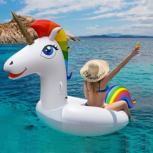 SUNACE Unicorno Gonfiabile Gigante - Unicorno Giocattoli Piscina Galleggiante gonfiabile unicorno Materasso Gonfiabile Unicorno in Mare Spiaggia Giocattolo Gonfiabile Unicorno per Bambini e Adulti - immagine 5