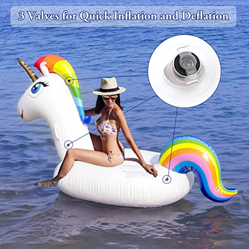 SUNACE Unicorno Gonfiabile Gigante - Unicorno Giocattoli Piscina Galleggiante gonfiabile unicorno Materasso Gonfiabile Unicorno in Mare Spiaggia Giocattolo Gonfiabile Unicorno per Bambini e Adulti - immagine 6