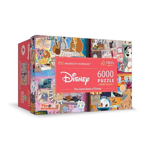 TREFL Prime UFT: Disney, The Great Book of Disney-6000 Pezzi, Puzzle Grande, Cartone con Spessore Maggiorato, per Adulti e Bambini dai 12 anni, Multicolore, 81037
