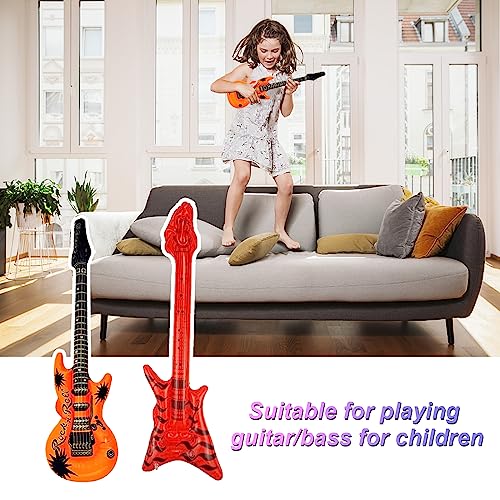 UYUYong Strumenti Gonfiabili Colorati Decorazione Gonfiabile Rock Star Guitar Disco per Bambini Basso Gonfiabile + Pianoforte elettrico Microfono + Occhiali Festa Carnevale - immagine 4