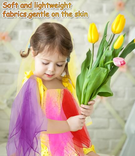 Zawaer Sciarpe di Giocoleria per Bambini, 36 Pezzi di Sciarpe di Seta con Bordi Rinforzati Migliorati, 12 Colori Misti Raso Danza Foulard Giocoleria, 24 x 24 Pollici Foulard da Ginnastica - immagine 8