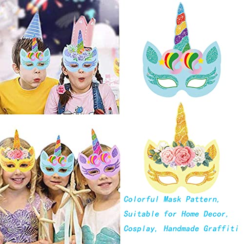 12 Pezzi Arcobaleno Unicorno Maschere Unicorno Party, Maschere Unicorno Carta Carnevale Bambini, Compleanno Dell'Unicorno Maschere, Per Decorazioni per La Casa, Cosplay, Graffiti Fatti a Mano - immagine 4