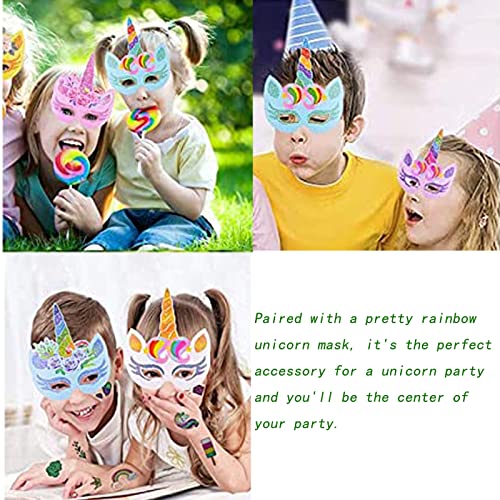 12 Pezzi Arcobaleno Unicorno Maschere Unicorno Party, Maschere Unicorno Carta Carnevale Bambini, Compleanno Dell'Unicorno Maschere, Per Decorazioni per La Casa, Cosplay, Graffiti Fatti a Mano - immagine 6