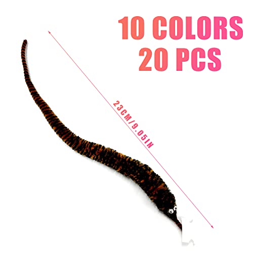 20 accessori per vermi intrecciati, bruchi intrecciati invisibili, accessori in peluche intrecciati su corda per la festa del martedì grasso, la festa del carnevale, i bambini e i gatti (10 colori) - immagine 3