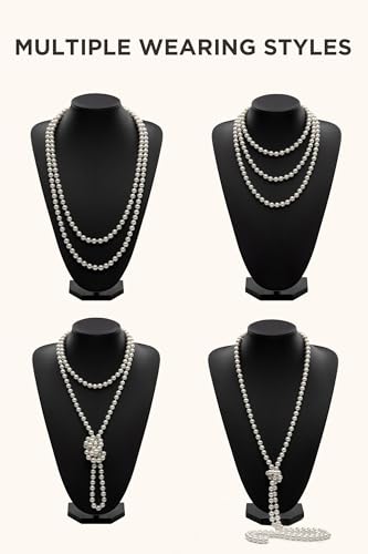 BABEYOND Set Accessori Anni 20 Flapper Fascia Gatsby Collana Perle Guanti Lunghi Porta Sigaretta di Stile Anni 20 per Prom Ballo Feste a Tema Vintage - immagine 8