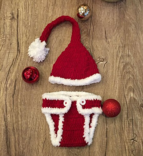 Babbo Natale, costume cucito all’uncinetto per foto di neonati, con cappello