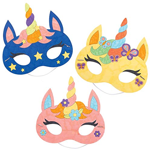 Baker Ross Maschere da Colorare Unicorno (Pacchetto di 8) - Attività Creative per Bambini