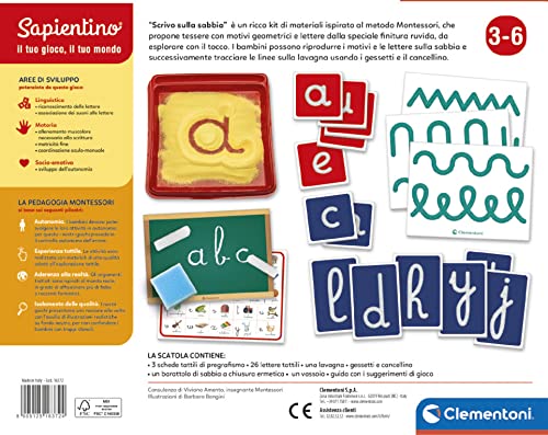 Clementoni - 16372 - Sapientino Montessori - Scrivo sulla Sabbia - Gioco Montessori 3 Anni, Gioco educativo per Imparare a Scrivere, Sviluppo linguaggio - Made in Italy, Multicolore - immagine 4