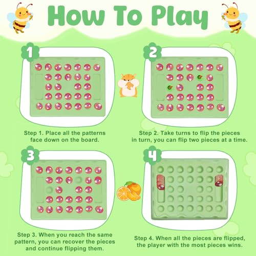 Cuackamily Memory Game, Giocattolo Educativo Multicolore Thème des Animali & Frutta per i Più Piccoli, Gioco da Tavolo da Gioco, Family Gioco di Memoria Regalo di Compleanno per Bambini 3 4 5 6+ Anni - immagine 4