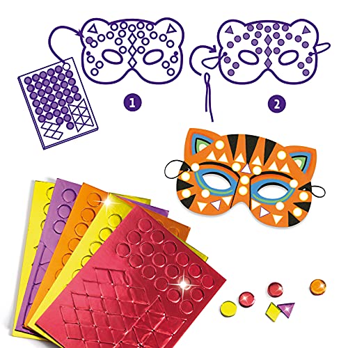 DJECO- Máscaras para Animales de la Selva Maschere per Decorare Animali della Giungla (37900), Multicolore, 1 - immagine 3