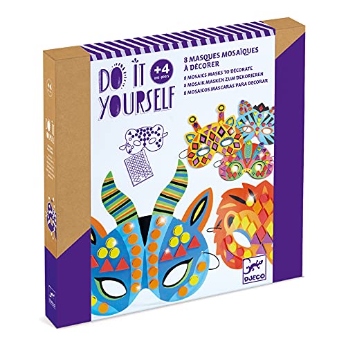 DJECO- Máscaras para Animales de la Selva Maschere per Decorare Animali della Giungla (37900), Multicolore, 1 - immagine 7