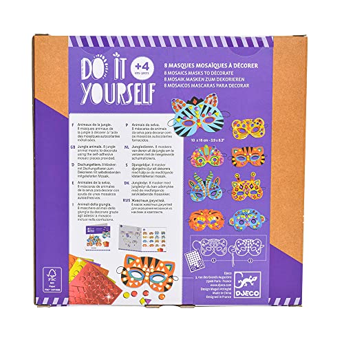 DJECO- Máscaras para Animales de la Selva Maschere per Decorare Animali della Giungla (37900), Multicolore, 1 - immagine 9