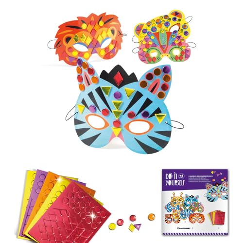 DJECO- Máscaras para Animales de la Selva Maschere per Decorare Animali della Giungla (37900), Multicolore, 1