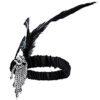 DRESHOW 1920s Accessori Flapper Anni 20s Gatsby Costume Set Orecchini Collana Fascia Guanti Estensibile Set Flapper per Festa Ballo - immagine 3