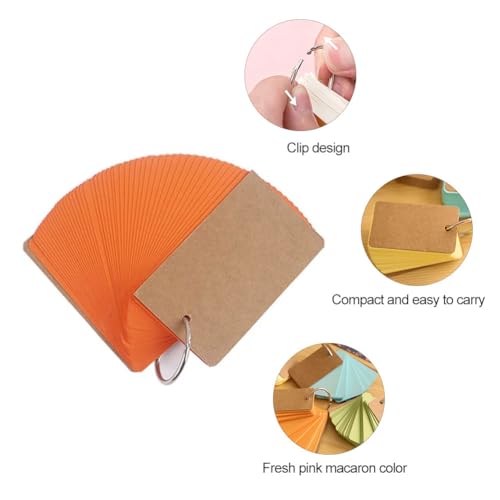 Flashcard Carta Kraft,Colore Flash Cards con Raccoglitore ad Anelli,Flash Cards,Blocchi di Flash Card,per Scuola, Apprendimento, ​Memoria, Appunti, Carta Kraft Vuota, 7 x 4 cm, 6 Pezzi,6 Color - immagine 3