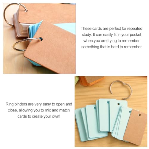 Flashcard Carta Kraft,Colore Flash Cards con Raccoglitore ad Anelli,Flash Cards,Blocchi di Flash Card,per Scuola, Apprendimento, ​Memoria, Appunti, Carta Kraft Vuota, 7 x 4 cm, 6 Pezzi,6 Color - immagine 5