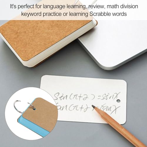 Flashcard Carta Kraft,Colore Flash Cards con Raccoglitore ad Anelli,Flash Cards,Blocchi di Flash Card,per Scuola, Apprendimento, ​Memoria, Appunti, Carta Kraft Vuota, 7 x 4 cm, 6 Pezzi,6 Color - immagine 6
