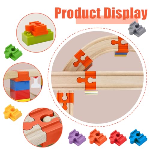GXGM 7 Pezzi Connettori Adattatori Compatibili Con Brio Duplo, Attraversamento Per Treno, Connettori Per Binari, 4 * 3.2 * 1.9Cm Pista Trenino Legno Adattatori (7 Coloris) - immagine 4