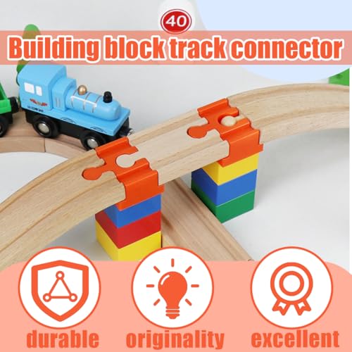 GXGM 7 Pezzi Connettori Adattatori Compatibili Con Brio Duplo, Attraversamento Per Treno, Connettori Per Binari, 4 * 3.2 * 1.9Cm Pista Trenino Legno Adattatori (7 Coloris) - immagine 5