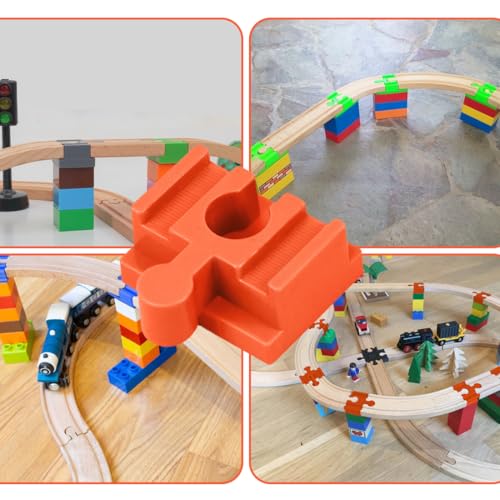 GXGM 7 Pezzi Connettori Adattatori Compatibili Con Brio Duplo, Attraversamento Per Treno, Connettori Per Binari, 4 * 3.2 * 1.9Cm Pista Trenino Legno Adattatori (7 Coloris) - immagine 7