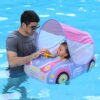 Galleggiante gonfiabile per piscina per bambini, con tettoia parasole regolabile e sedile di sicurezza, giocattoli per bambini da 1 a 4 anni - immagine 7