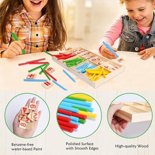Giocattoli matematici Montessori,Montessori Giocattolo Matematico,Giocattoli Educativi per Matematica,Giocattolo Matematico in Legno,Giocattolo Matematico Montessori,Colorato Bastoncini Conteggio - immagine 4
