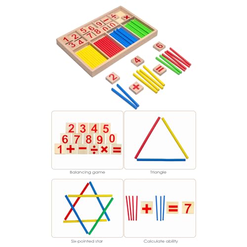 Giocattoli matematici Montessori,Montessori Giocattolo Matematico,Giocattoli Educativi per Matematica,Giocattolo Matematico in Legno,Giocattolo Matematico Montessori,Colorato Bastoncini Conteggio - immagine 5
