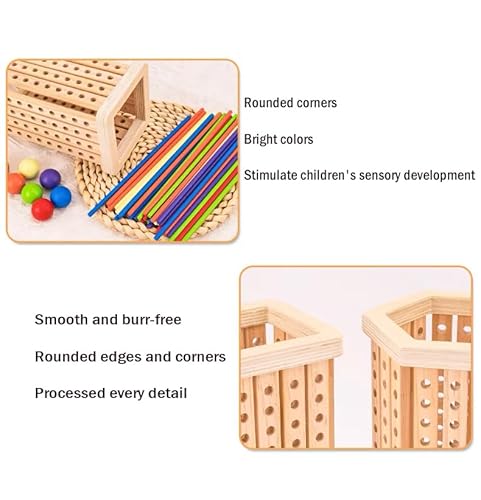 Giochi Montessori per Bambini, Torre Gioco da Tavolo con Bastoncini Colorato e Dadi, Gioco di Società in Legno, Gioco di Abilità Motorie e Giocattolo di Conteggio Gioco da Famiglie e Viaggio - immagine 5