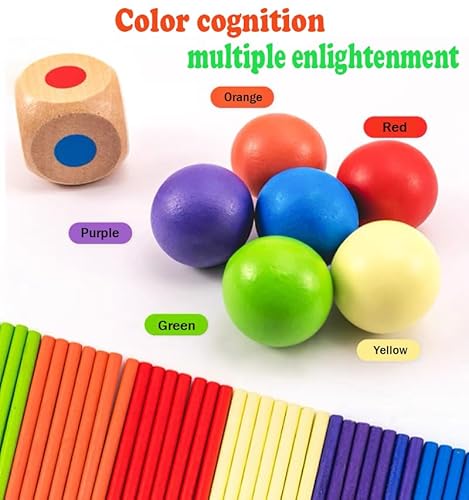 Giochi Montessori per Bambini, Torre Gioco da Tavolo con Bastoncini Colorato e Dadi, Gioco di Società in Legno, Gioco di Abilità Motorie e Giocattolo di Conteggio Gioco da Famiglie e Viaggio - immagine 6